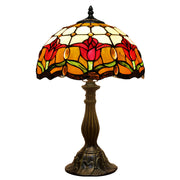 Tiffany Table Lamp Werfactory® Stained Glass Tulip Flower Reading Light