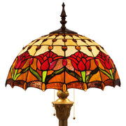 Stained Glass Standing Lamps Werfactory® Red Amber Tulip Flower Reading Tiffany Floor Light