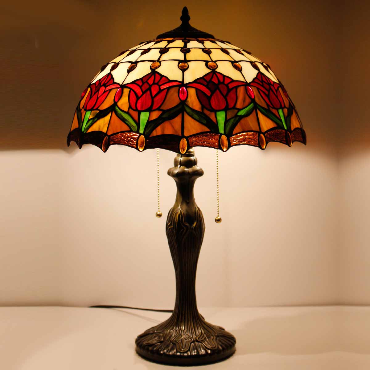 Tiffany Table Lamp Werfactory® Tulip Stained Glass Reading Desk Light