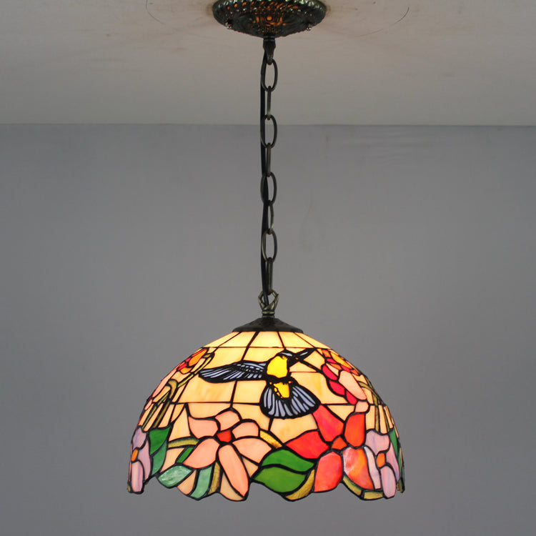 Tiffany Lamp Shade Replacement Werfactory® 12X6 Inch Cream Amber Stained Glass Hummingbird Lampshade Only