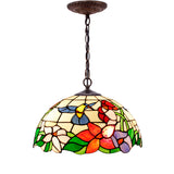 Tiffany Hanging Lamp Werfactory® Hummingbird Amber Stained Glass 16 Inch Pendant Light Fixture