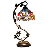 Werfactory® Tiffany Style Stained Glass Blue Yellow Dragonfly Desk Light