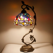 Werfactory® Tiffany Style Stained Glass Blue Yellow Dragonfly Desk Light
