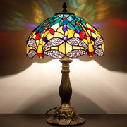Stained Glass Lamps Werfactory® Blue Lotus Tiffany Style Bedside Lamp