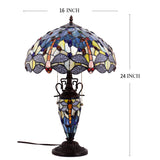 Tiffany Table Lamp Werfactory® Stained Glass Dragonfly Mother-Daughter Desk Light