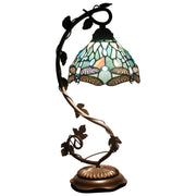 Tiffany Dragonfly Lamp Werfactory® Sea Blue Stained Glass Table Lamp