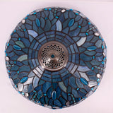 Tiffany Lamp Shade Replacement Werfactory® W16H7 Inch Sea Blue Stained Glass Dragonfly Lampshade