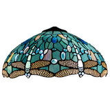 Tiffany Lamp Shade Replacement Werfactory® W16H7 Inch Sea Blue Stained Glass Dragonfly Lampshade