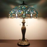 Tiffany Style Dragonfly Sea Blue Stained Glass Table Lamp Werfactory®