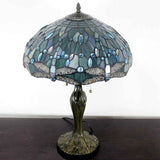 Tiffany Style Dragonfly Sea Blue Stained Glass Table Lamp Werfactory®