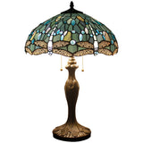 Tiffany Style Dragonfly Sea Blue Stained Glass Table Lamp Werfactory®