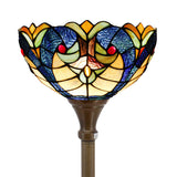 Werfactory® Blue Yellow Liaison Tiffany Torch Torchiere Floor Lamp