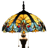Tiffany Style Floor Lamp Werfactory® Blue Yellow Liaison Stained Glass Standing Reading Light