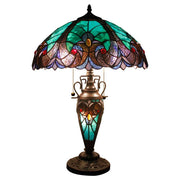 Stained Glass Lamp Werfactory® Tiffany Style Green Liaison Mother-Daughter Vase Lamp