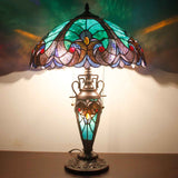 Stained Glass Lamp Werfactory® Tiffany Style Green Liaison Mother-Daughter Vase Lamp