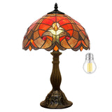 Tiffany Table Lamp Werfactory® Red Liaison Stained Glass Bedside Light