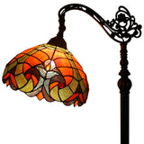 Tiffany Floor Lamp Werfactory® Red Liaison Stained Glass Arched Gooseneck Light