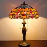 Stained Glass Lamp Werfactory® Tiffany Style Orange Blue Dragonfly Desk Reading Light