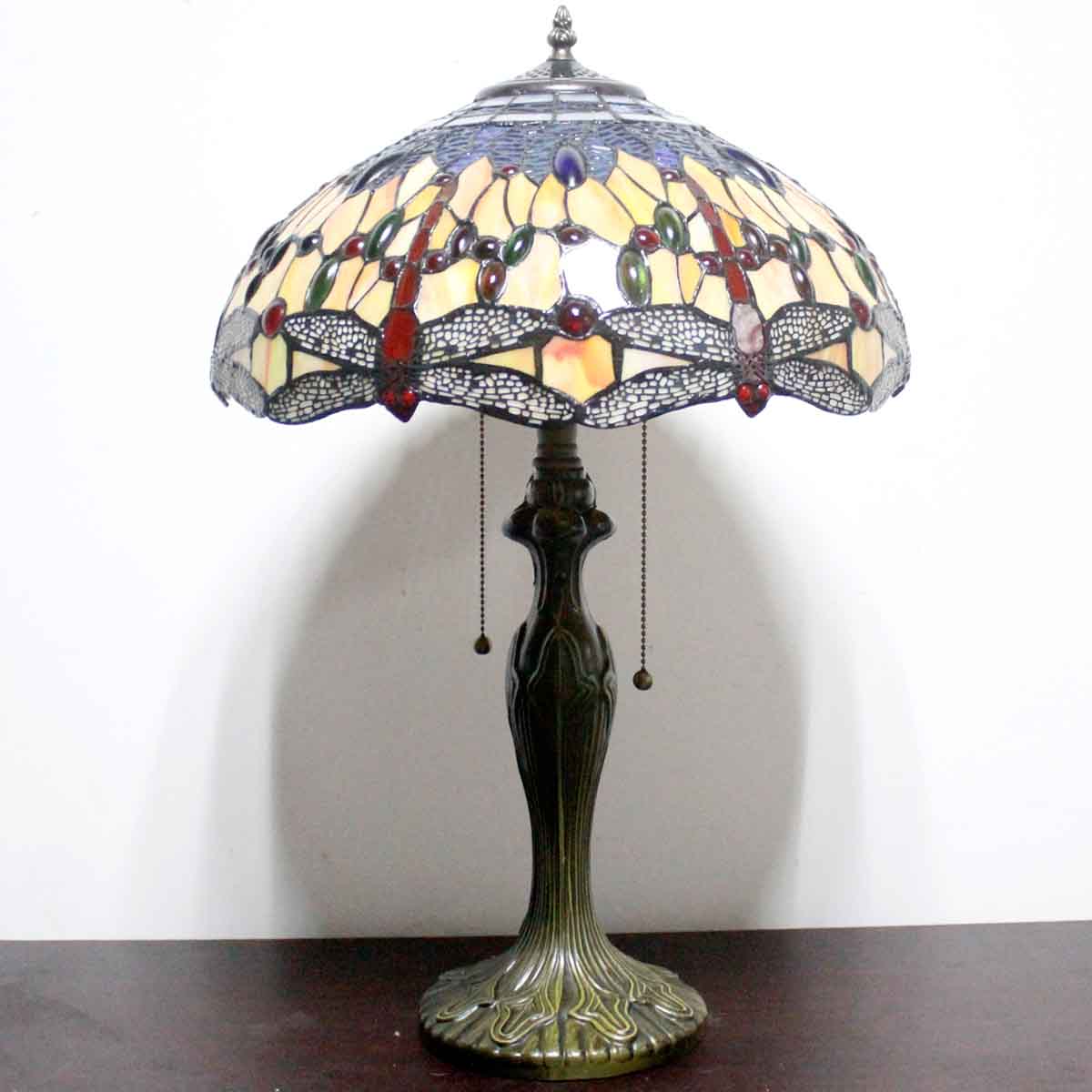 Stained Glass Lamp Werfactory® Tiffany Style Orange Blue Dragonfly Desk Reading Light