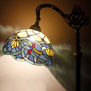 Werfactory® Tiffany Stained Glass Blue Lotus Arched Floor Lamps  12X18X64 Inchs Arched Reading Light