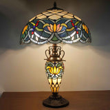 Tiffany Lamp Werfactory® Blue Lotus Stained Glass Mother-Daughter Table Light