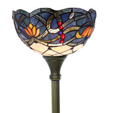 Stained Glass Floor Lamps Werfactory® Tiffany Blue Lotus Flower Torchiere Standing Light
