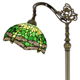 Stained Glass Arched Floor Lamp Werfactory® Dragonfly Green Tiffany Gooseneck Light
