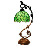 Stained Glass Table Lamp Werfactory® Green Wisteria Tiffany Bedside Desk Light