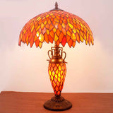 Tiffany Style Lamp Werfactory® Red Stained Glass Wisteria Mother-Daughter Desk Light