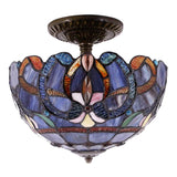 Tiffany Ceiling Lights Werfactory® Blue Purple Stained Glass Lamp