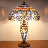 Tiffany Style Lamps Werfactory® Blue Purple Stained Glass Mother-Daughter Vase Lamp