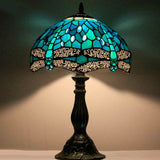 Tiffany Lamp Werfactory® Green Blue Stained Glass Dragonfly Light