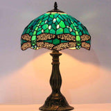 Tiffany Lamp Werfactory® Green Blue Stained Glass Dragonfly Light