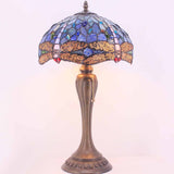 Stained Glass Lamps Werfactory® Sea Blue Dragonfly Tiffany Table Desk Light