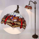 Tiffany Floor Reading Lamp Werfactory® Blue Brown Stained Glass Dragonfly Arched Lamp