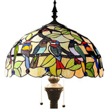 Tiffany Floor Standing Lamp Werfactory® Double Birds Amber Stained Glass Standing Reading Light
