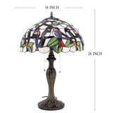 Tiffany Table Lamp Werfactory® Colorful Stained Glass Birds Bedside Desk Reading Light