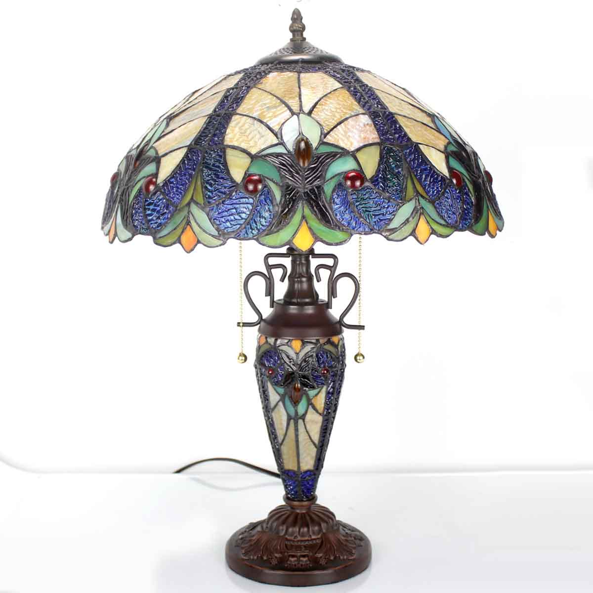 Tiffany Table Lamps Werfactory® Yellow Stained Glass Liaison Lampshade Reading Light